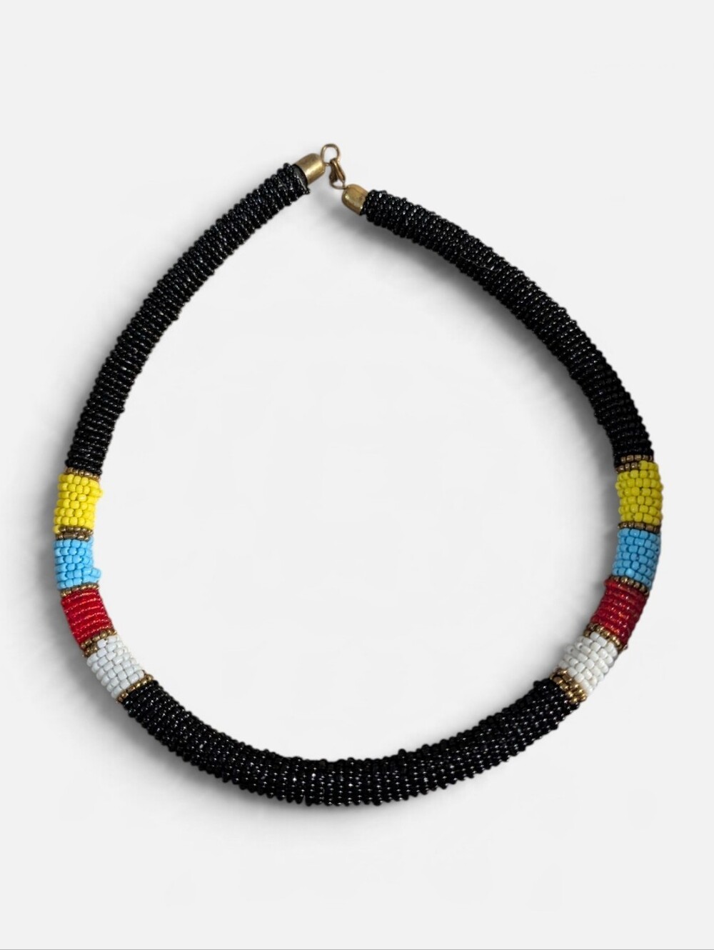Beaded Black Multi-Color Collar Choker Necklace